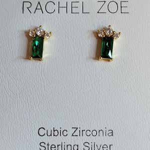 Rachel Zoe CZ Gold Plated Sterling Silver Earrings